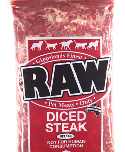 Raw Diced Steak premium pet dog & cat food suppliers